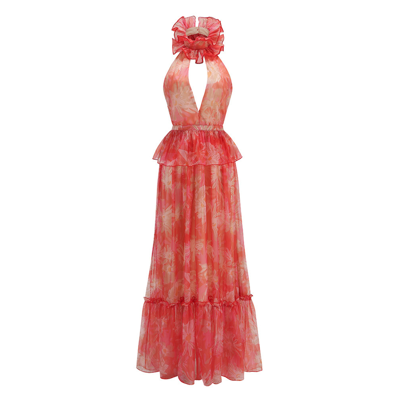 SB2959 Customized Summer Evening Gown for Women Backless and Long Embossed Printing Method