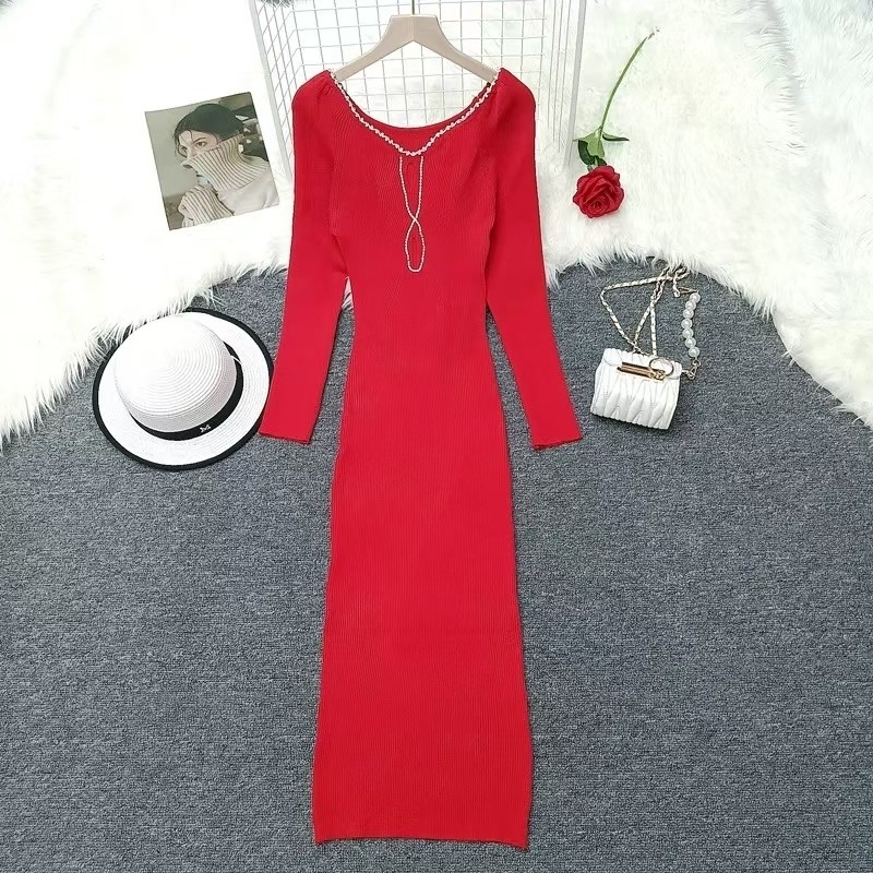 KD2318 Fashionable Winter Women's Elegant Mature Knit Dress Popular Women's Daily Life for Sophisticated and Stylish Look