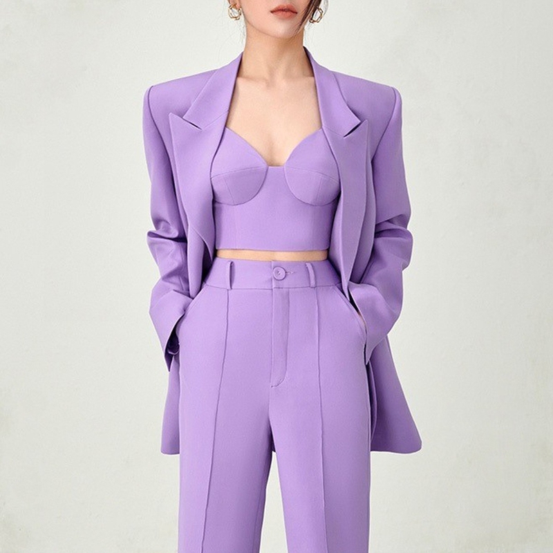 SR2246 Women's Two-Piece Formal Suit Elegant Ladies' Jacket Polyester Cotton Fabric in Picture Color for Business Attire