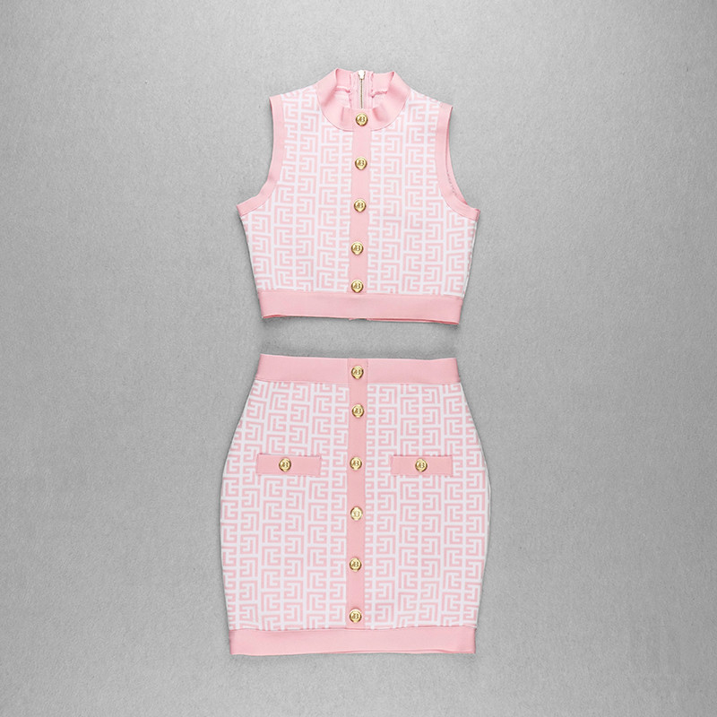 High Elasticity High Waist AH0118 Wool Two-Piece Sweater and Skirt Set for Women Needle Detection Technology