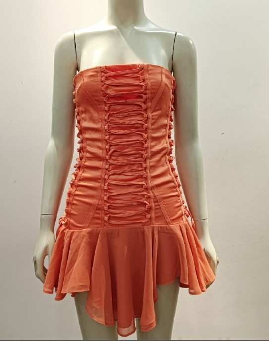 Off-Shoulder Custom Logo Mini Dress Breathable and Stylish for Women's Summer Parties in Polyester Fabric