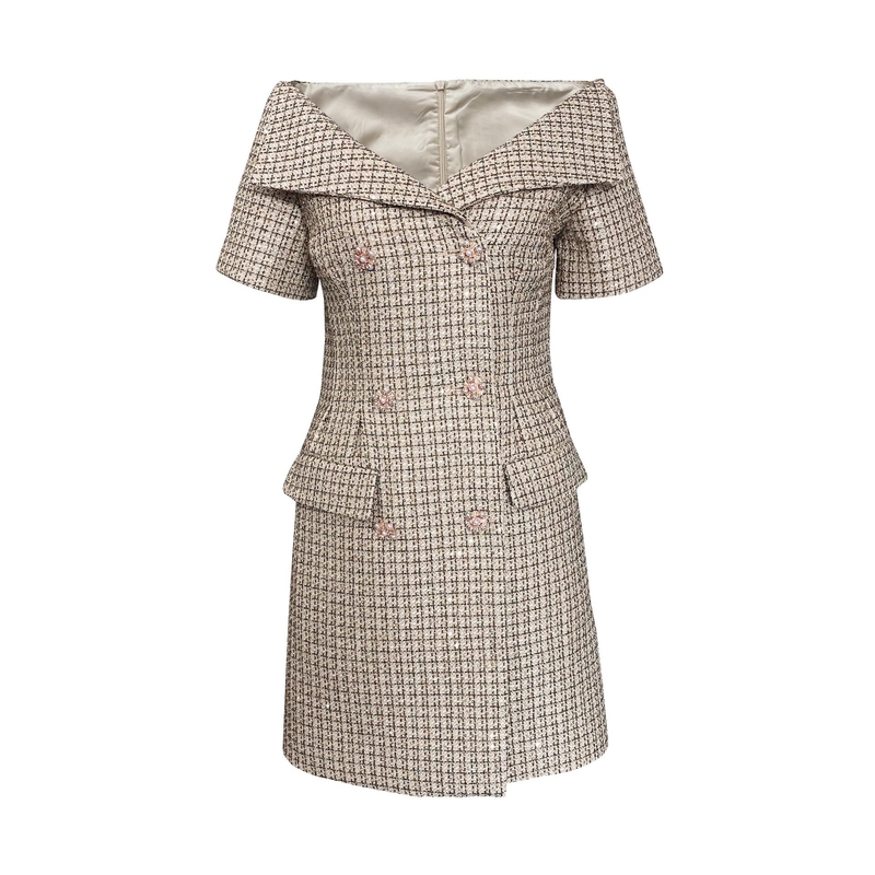 Eco-friendly Knitted Material KD2321 Women's Sexy Party Dress Summer Short Sequin Women's Fashion One-line Dress