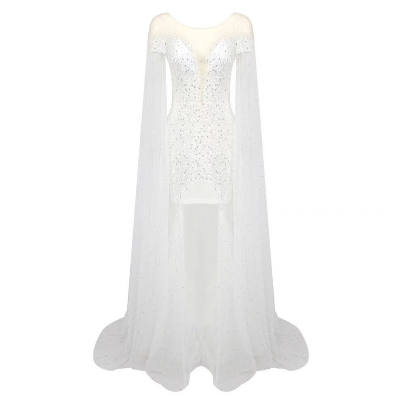 Kimshein ED2505 Fashionable Luxurious end Pearl Beaded Maxi Dress for Women's Party Dress