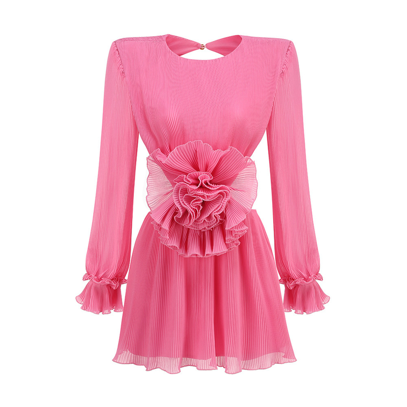 LS2495 Fashionable Women's Sexy Backless Long Sleeve Elegant Flower Mini Cocktail Dress A Must-Have for the Modern Woman