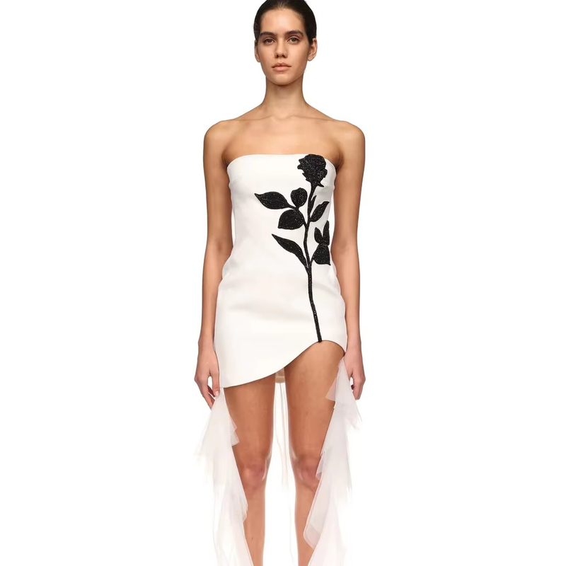 Custom Logo Polyester Off-Shoulder Floral Sleeveless Bodycon Bandage Maxi Dress for Special Occasions and Formal Events