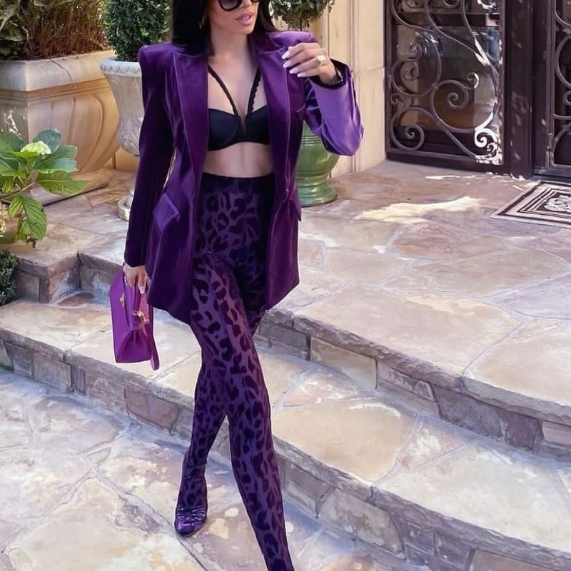 Velvet Fabric 2-Piece Pants Set for Women H3244 Fashionable and Sexy Celebrity Nightclub Evening Dress