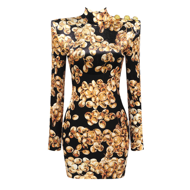 LS2556 Kimshein Fashionable Design Unique Women's Long Sleeve Elegant Mini Dress Velvet Evening Gown in Straight Knife Cut