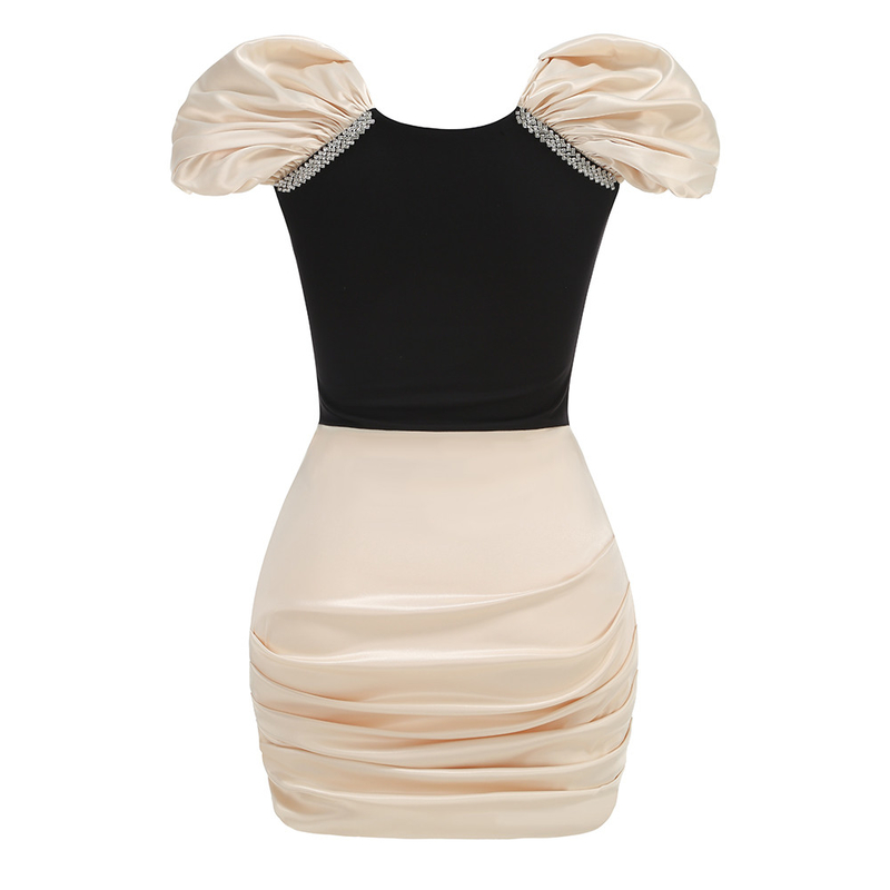 SB3251 end Mini Dress with Round Neck and Crystal Chain Made of Other Material Custom Logo Supported