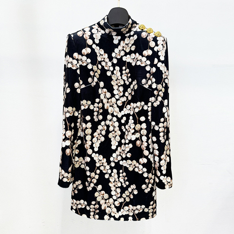 LS2557 Kimshein Women's Velvet Party Dress with Long Sleeves and Swarovski Crystals Craft Joint Pattern Type Solid Color