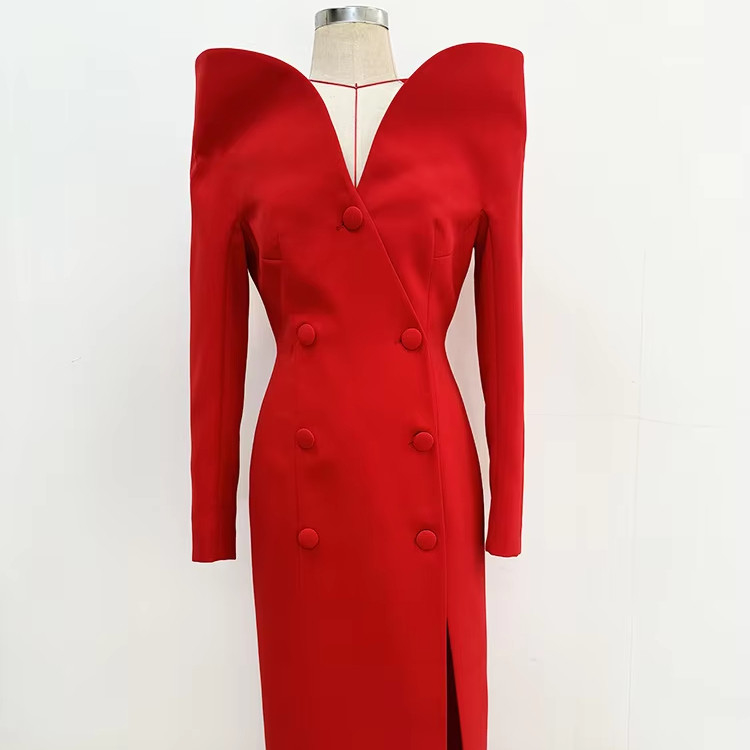 140g Fabric Weight LS2493 Kimshein Women's Fashionable and Unique Long Sleeve Jacket Dress for Ready-to-Ship Orders