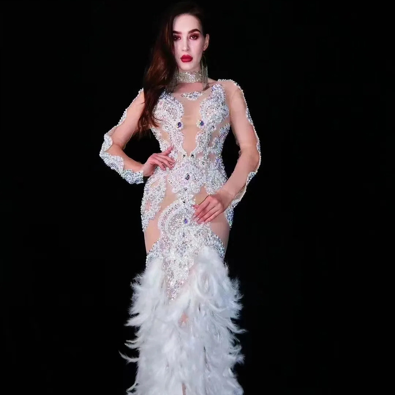KIMSHEIN AD1747 Fashionable Water Diamond Evening Gown Elegant Long Party Dress for Women