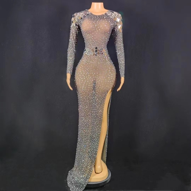 AD1735 Fashionable Handmade Women's Evening Dress with Shimmering Sequins and Sparkling Rhinestones
