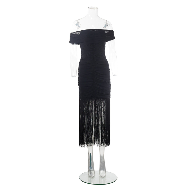 Eco-Friendly Tight-Fitting Black Maxi Dress A Classic and Elegant Choice for Women's Formal Attire